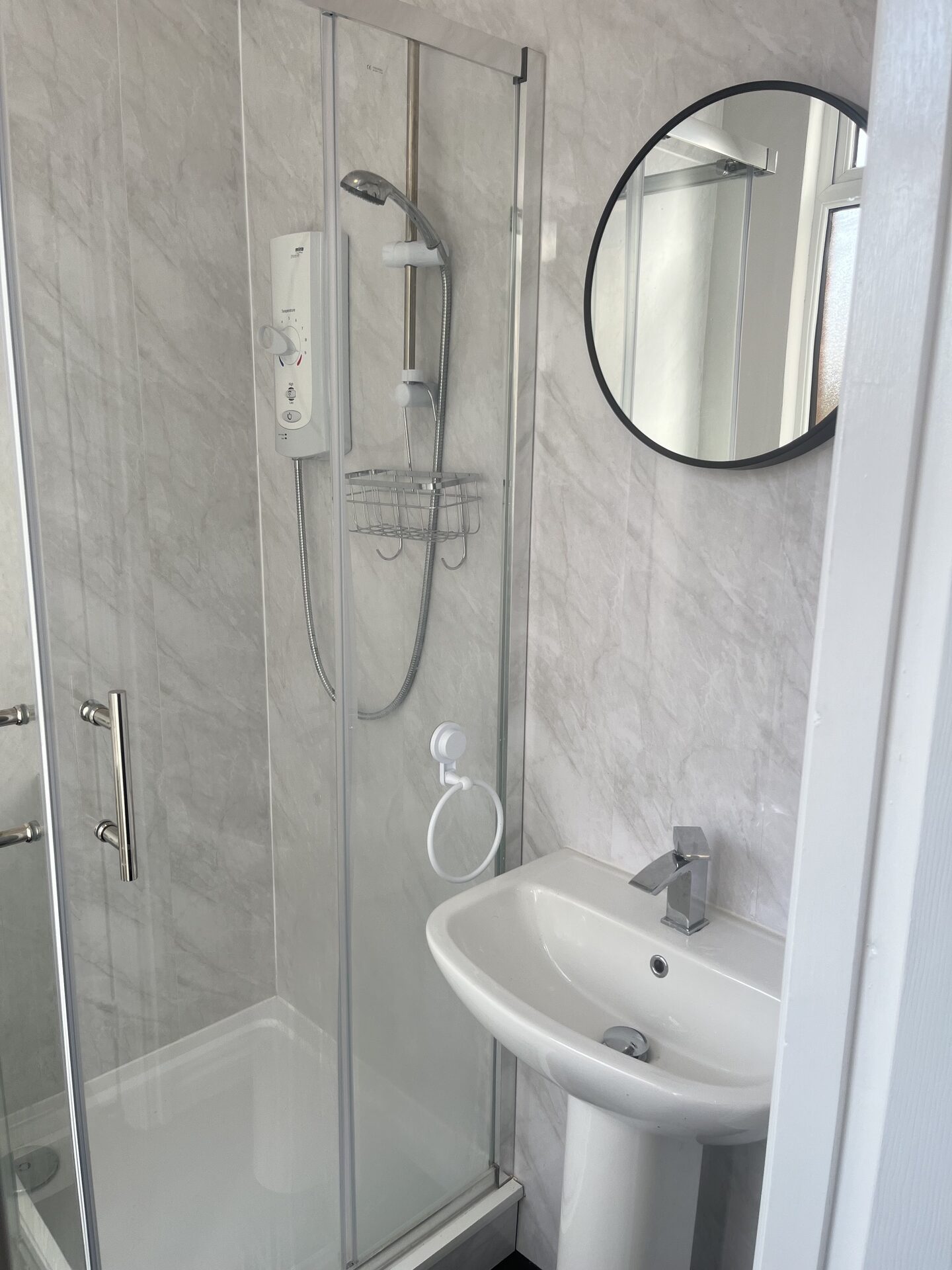 Shower room — walk-in shower and basin at The Aberdeen House, Floor 1