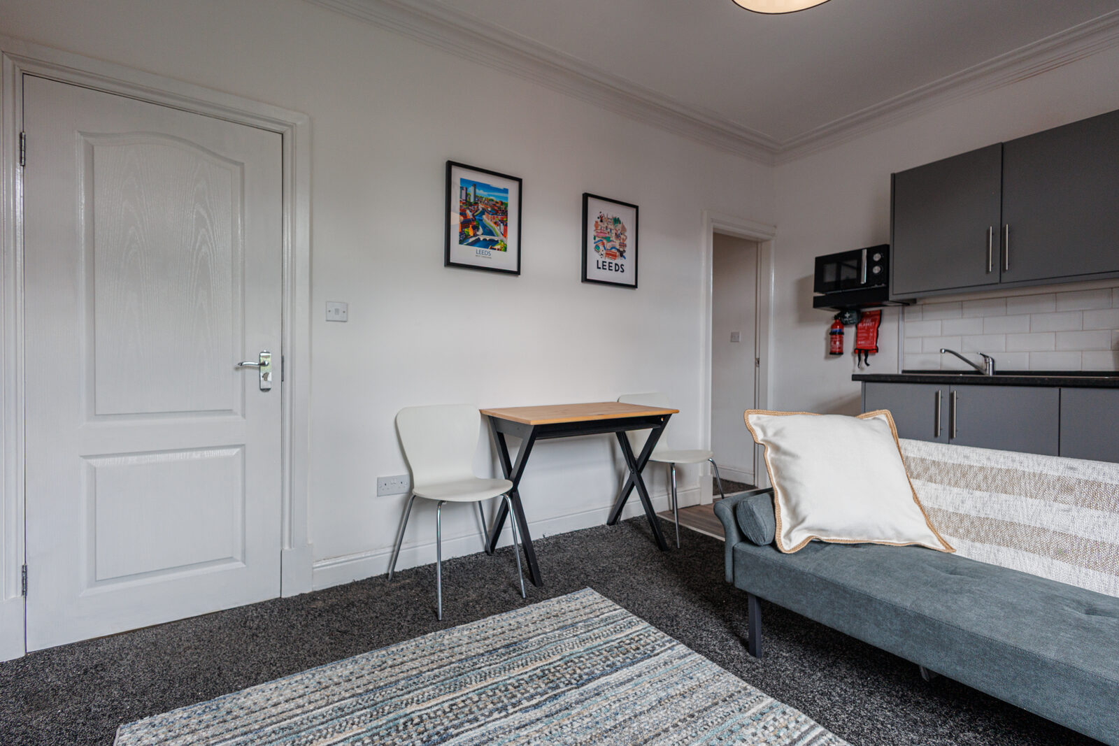 Workspace with Leeds prints at The Aberdeen House, Floor 2
